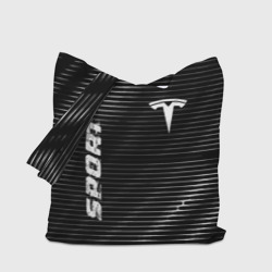 Шоппер с принтом Tesla sport metal для любого человека, вид спереди №3. Цвет основы: белый