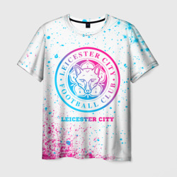 Мужская футболка 3D Leicester City neon gradient style