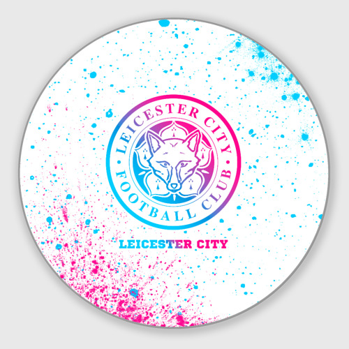 Круглый коврик для мышки Leicester City neon gradient style