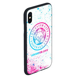 Чехол для iPhone XS Max матовый Leicester City neon gradient style - фото 2