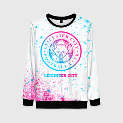 Женский свитшот 3D Leicester City neon gradient style