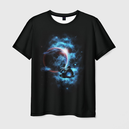 Мужская футболка с принтом Неизведанная планета, вид спереди №1