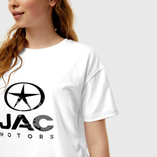 Женская футболка хлопок Oversize Jac - logo, цвет белый - фото 3