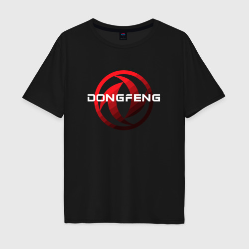 Мужская футболка хлопок Oversize Dongfeng - logo, цвет черный