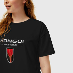 Женская футболка хлопок Oversize Hongqi - logo - фото 2