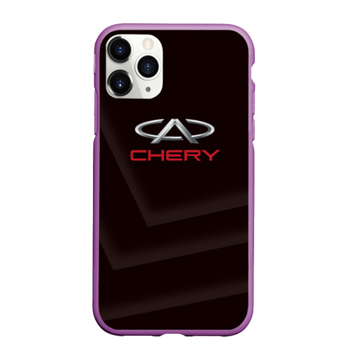 Чехол для iPhone 11 Pro Max матовый Cherry - logo, цвет фиолетовый