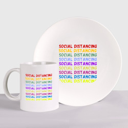 Набор: тарелка + кружка Social distancing - социальная дистанция
