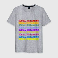 Social distancing - социальная дистанция – Мужская футболка хлопок с принтом купить со скидкой в -20%