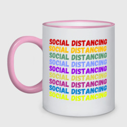 Кружка двухцветная Social distancing - социальная дистанция