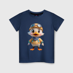 Милый утенок  в форме  летчика – Детская футболка хлопок с принтом купить со скидкой в -20%