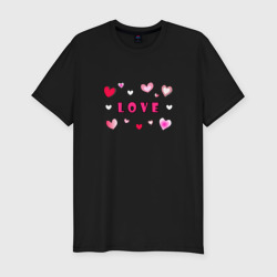 Мужская футболка хлопок Slim Любовь и сердечки
