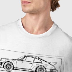 Футболка с принтом Porsche 911 для мужчины, вид на модели спереди №4. Цвет основы: белый