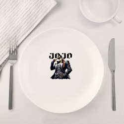 Набор: тарелка кружка с принтом Jotaro Kujo - jojo ai art для любого человека, вид спереди №4. Цвет основы: белый