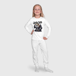 Пижама с принтом Jotaro Kujo - jojo ai art для ребенка, вид на модели спереди №4. Цвет основы: белый