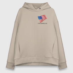 Женское худи Oversize хлопок I'm an American - motto