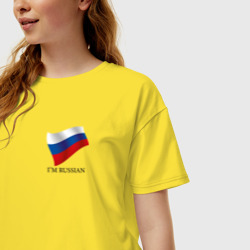 Женская футболка хлопок Oversize I'm Russian - motto - фото 2