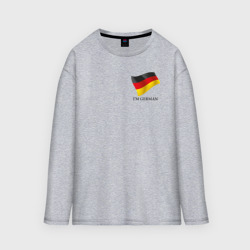 Мужской лонгслив oversize хлопок I'm German - motto