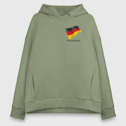 Женское худи Oversize хлопок I'm German - motto