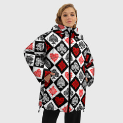 Женская зимняя куртка Oversize Символы масти игральных карт - фото 2