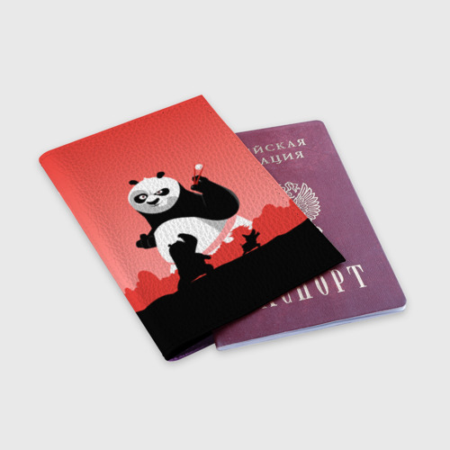 Обложка для паспорта матовая кожа По и Шифу - Кунг-фу  Панда, цвет фиолетовый - фото 3