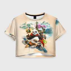 Женская футболка Crop-top 3D Герои Кунг-фу панда