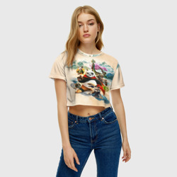 Женская футболка Crop-top 3D Герои Кунг-фу панда - фото 2