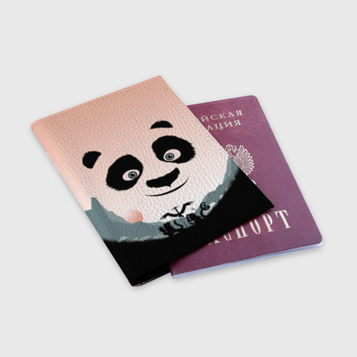 Обложка для паспорта матовая кожа Силуэт кунг фу панда, цвет пыльно-розовый - фото 3