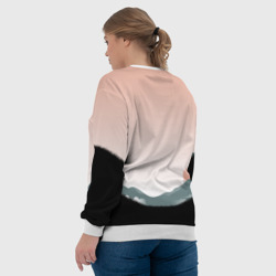 Свитшот с принтом Силуэт кунг фу панда для женщины, вид на модели сзади №3. Цвет основы: белый