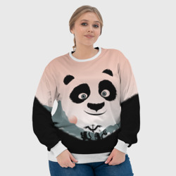 Свитшот с принтом Силуэт кунг фу панда для женщины, вид на модели спереди №4. Цвет основы: белый