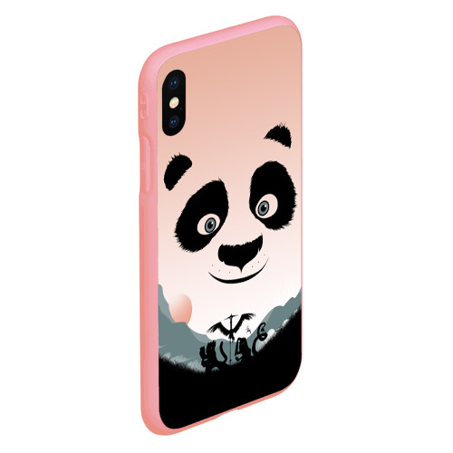 Чехол для iPhone XS Max матовый Силуэт кунг фу панда, цвет баблгам - фото 3