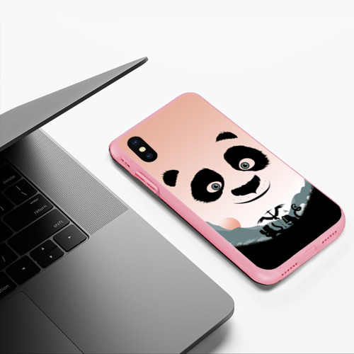 Чехол для iPhone XS Max матовый Силуэт кунг фу панда, цвет баблгам - фото 5
