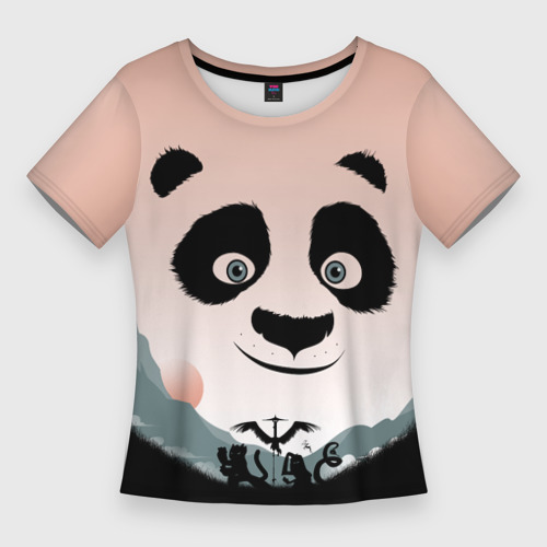 Женская футболка 3D Slim Силуэт кунг фу панда, цвет 3D печать