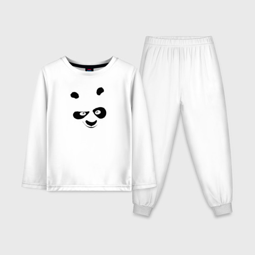 Детская пижама с лонгсливом хлопок Кунг фу панда силуэт, цвет белый
