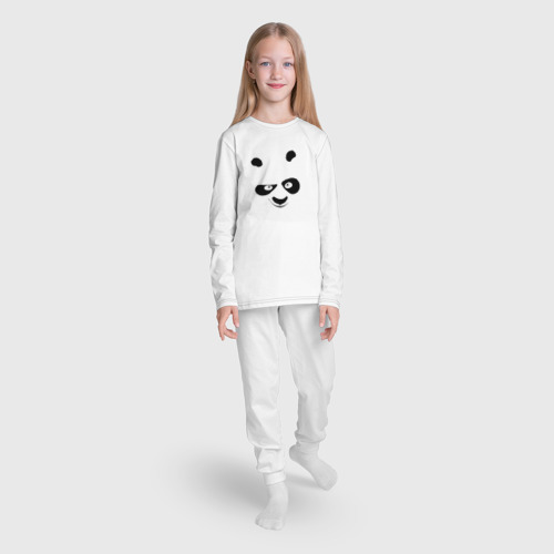 Детская пижама с лонгсливом хлопок Кунг фу панда силуэт, цвет белый - фото 5