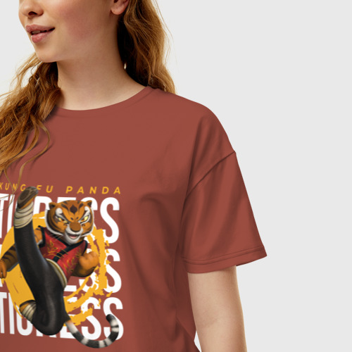 Женская футболка хлопок Oversize Мастер Тигрица кунг фу панда, цвет кирпичный - фото 3