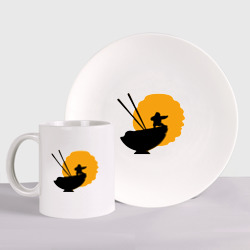 Набор: тарелка + кружка Кунг-фу панда силуэт рамен