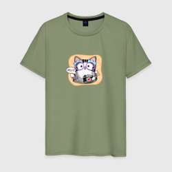 Кошка фотограф – Мужская футболка хлопок с принтом купить со скидкой в -20%