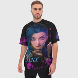 Мужская футболка oversize 3D Arcane Jinx NEON - фото 2