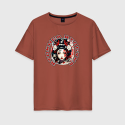 Женская футболка хлопок Oversize Гейша-ятокиса ятосука