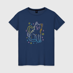 Кот в блесках – Светящаяся женская футболка с принтом купить со скидкой в -20%