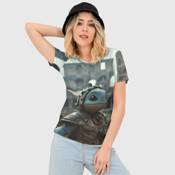 Женская футболка 3D Slim Рептилия гладиатор в доспехах - фото 2