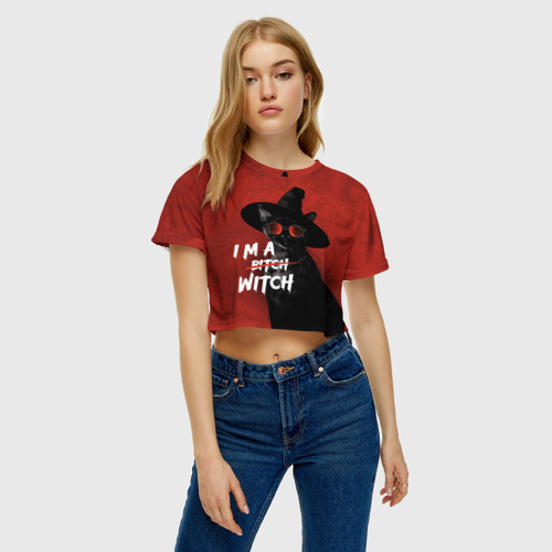 Женская футболка Crop-top 3D I am witch, цвет 3D печать - фото 3