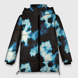 Чёрно синий тай дай – Женская зимняя куртка Oversize с принтом купить