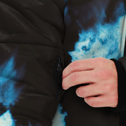 Куртка с принтом Чёрно синий тай дай для мужчины, вид на модели спереди №3. Цвет основы: черный