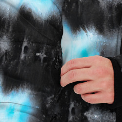 Куртка с принтом Сине чёрный тайдай для мужчины, вид на модели спереди №3. Цвет основы: черный