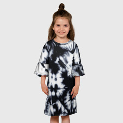 Платье с принтом Серый тай дай для ребенка, вид на модели спереди №3. Цвет основы: белый