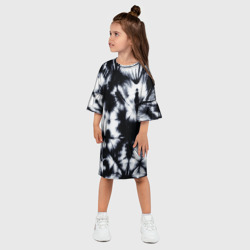 Платье с принтом Серый тай дай для ребенка, вид на модели спереди №2. Цвет основы: белый