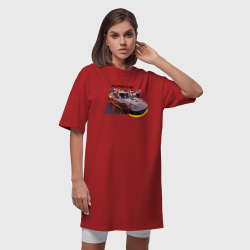 Платье-футболка хлопок Спортивный автомобиль Порше, цвет красный - фото 5