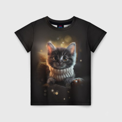 Котенок в свитере - нейросеть – Детская футболка 3D с принтом купить со скидкой в -33%