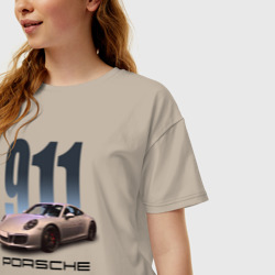 Женская футболка хлопок Oversize Порше 911 спортивный автомобиль - фото 2